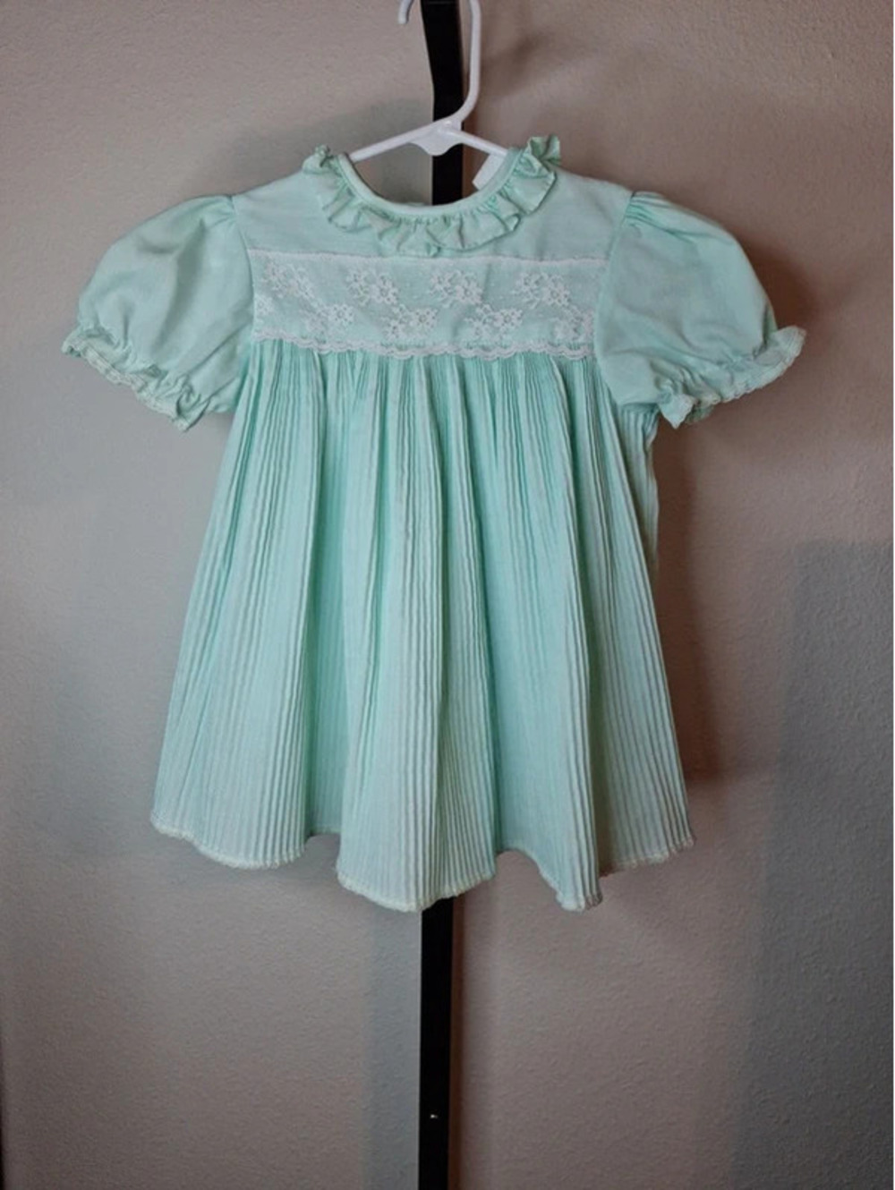 Vtg Girls Mint Green Dress Paper tag Size 3T